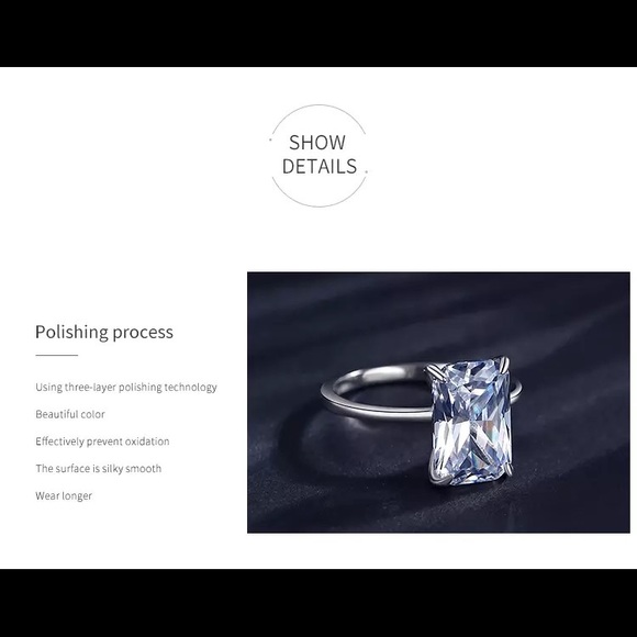 5.34Ct EMERALD Cut VVS Horizontal Setting Solitaire 925 Ring Size 5 - Picture 14 of 17